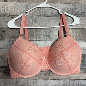 Adore Me Women's Lace Push Up Bra, Pink Underwire Padded 40D